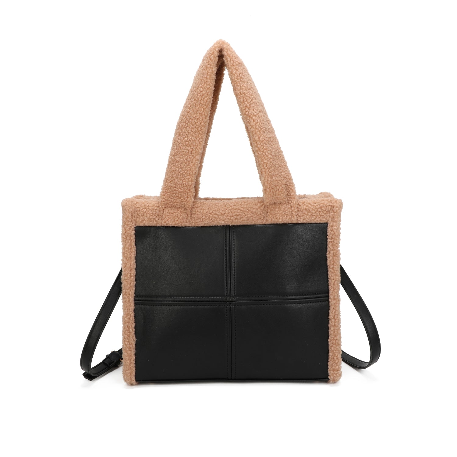 Apricot Trim Small Black Tote Bag
