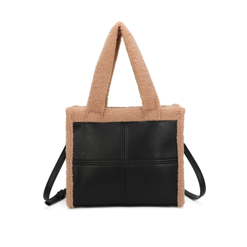 Apricot Trim Small Black Tote Bag