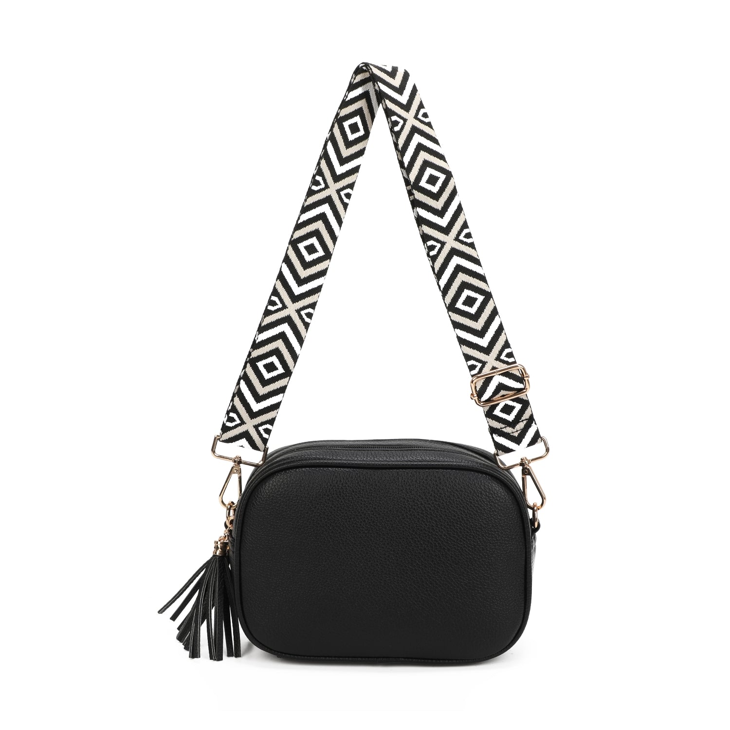 Double Zip Crossbody Printed Strap Bag Choose From 7 Colours