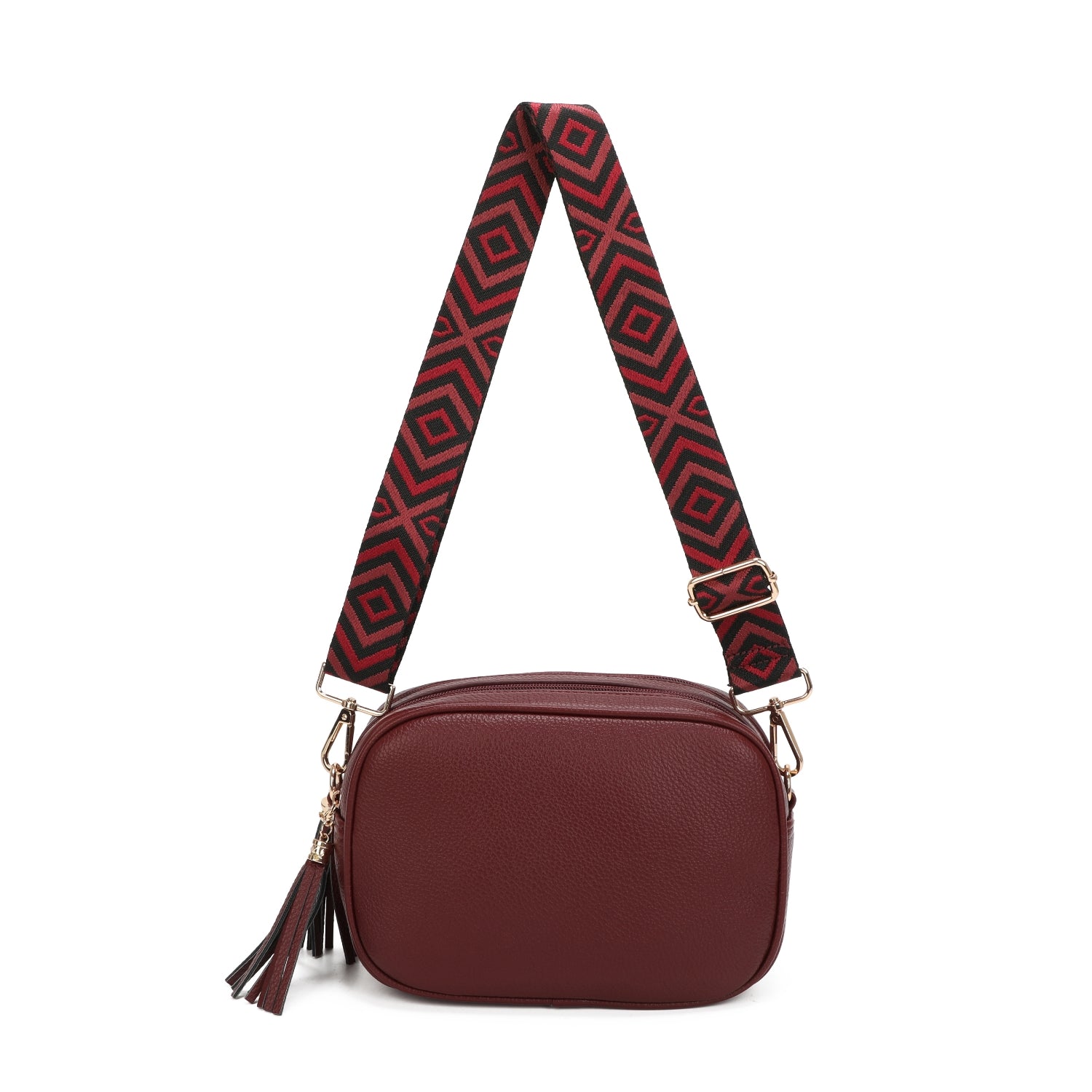 Double Zip Crossbody Printed Strap Bag Choose From 7 Colours