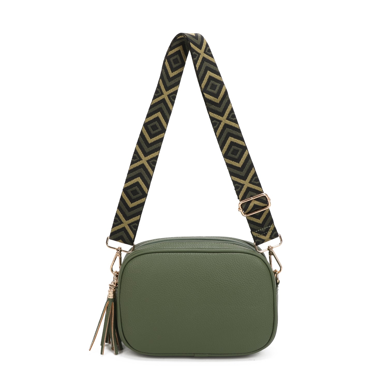 Double Zip Crossbody Printed Strap Bag Choose From 7 Colours