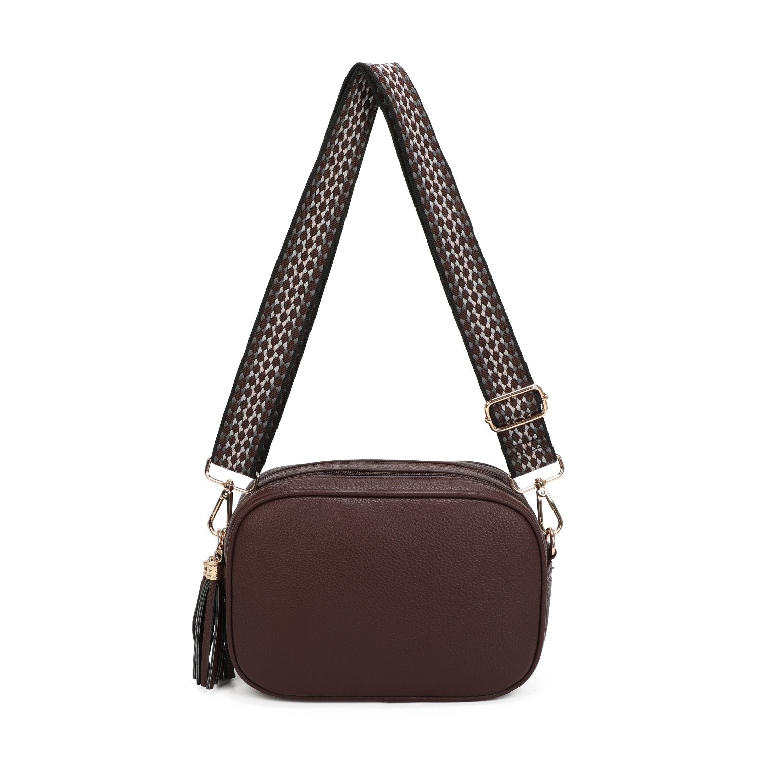 Double Zip Crossbody Printed Strap Bag Choose From 7 Colours