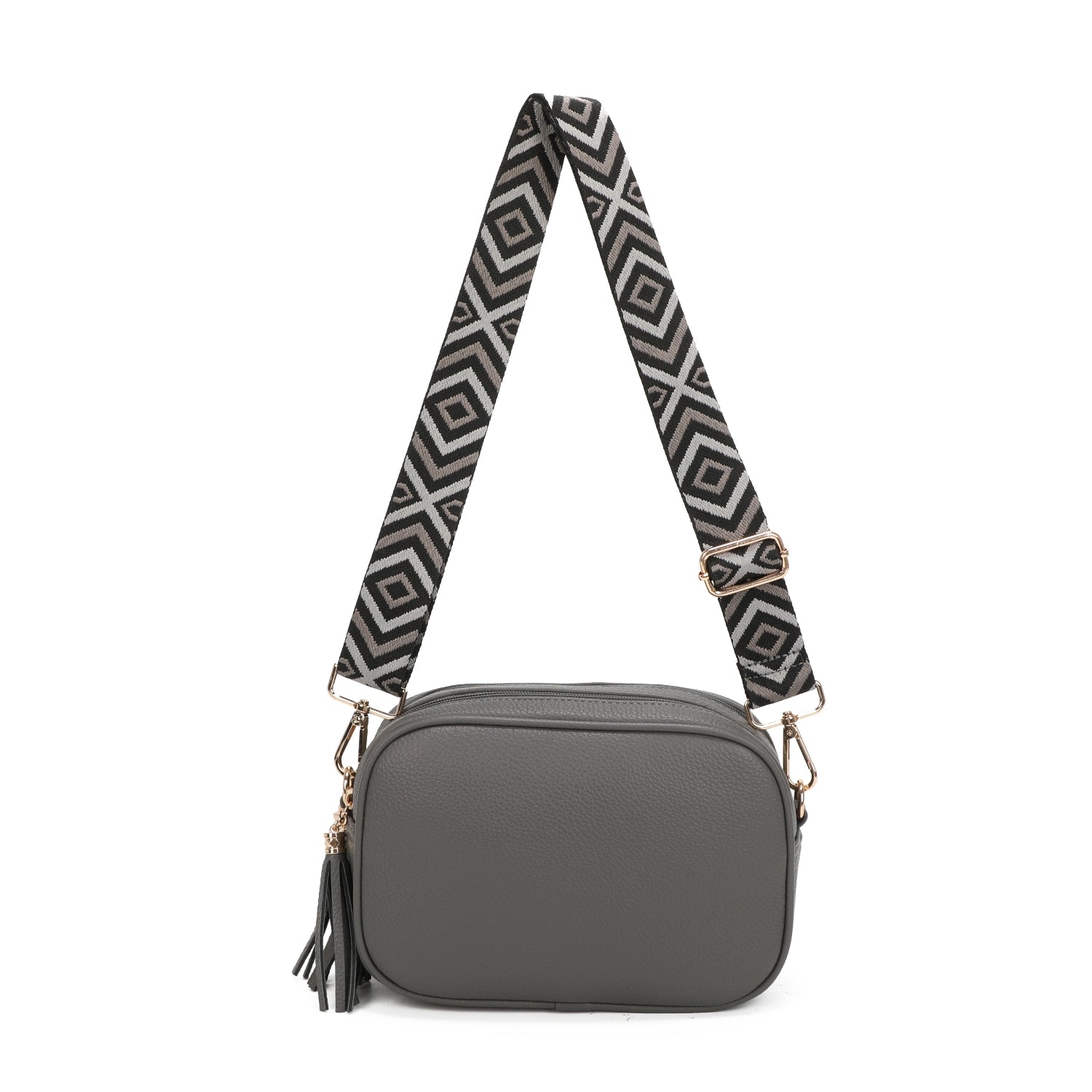 Double Zip Crossbody Printed Strap Bag Choose From 7 Colours