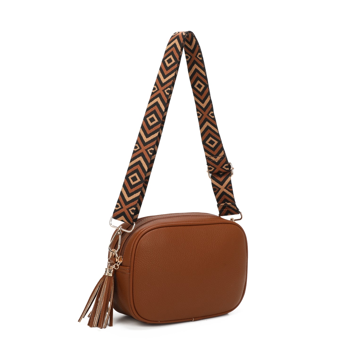 Double Zip Crossbody Printed Strap Bag Choose From 7 Colours