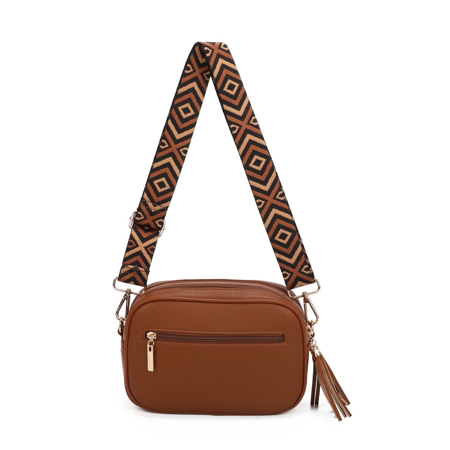 Double Zip Crossbody Printed Strap Bag Choose From 7 Colours