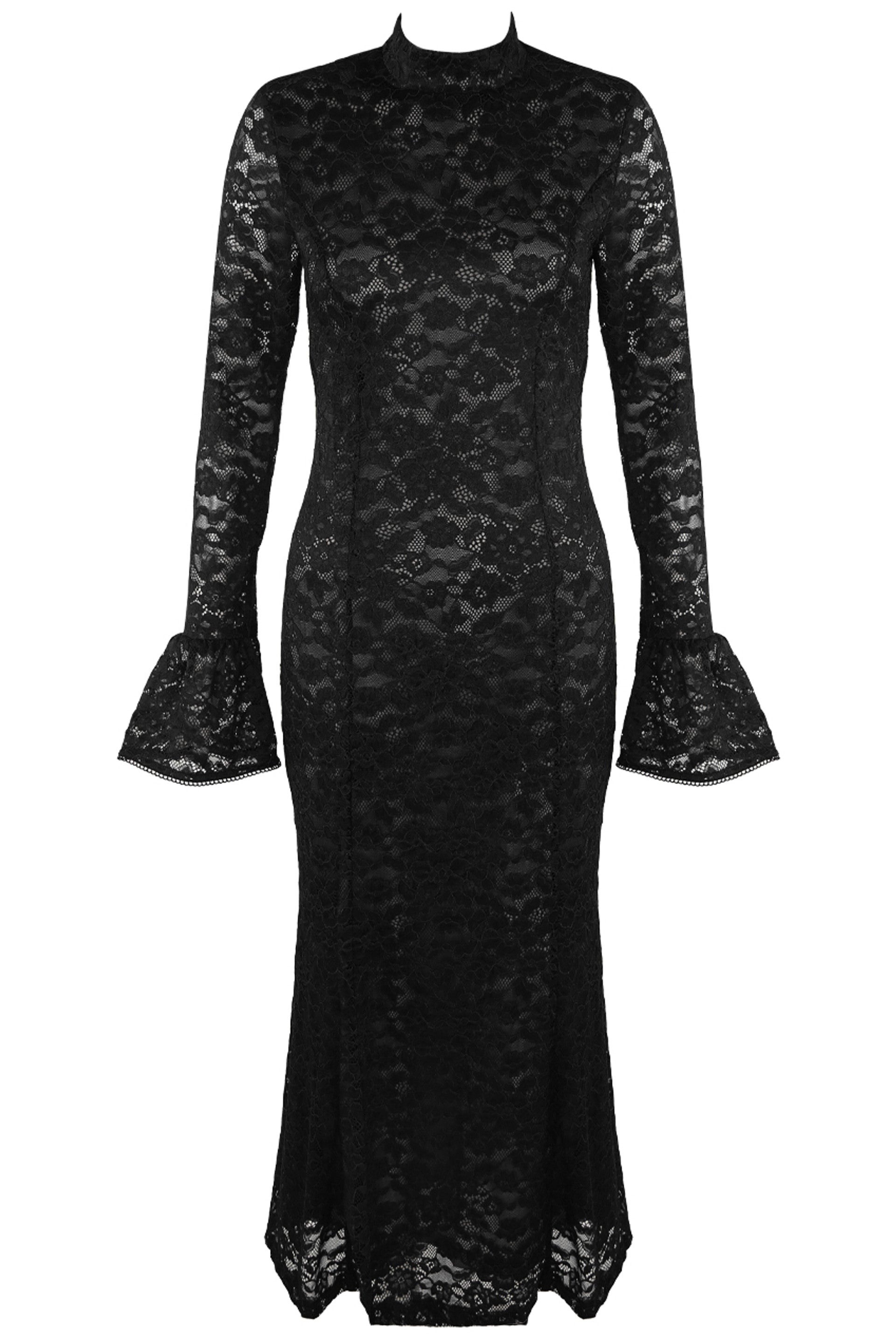 High Neck Lined Lace Maxi Dress