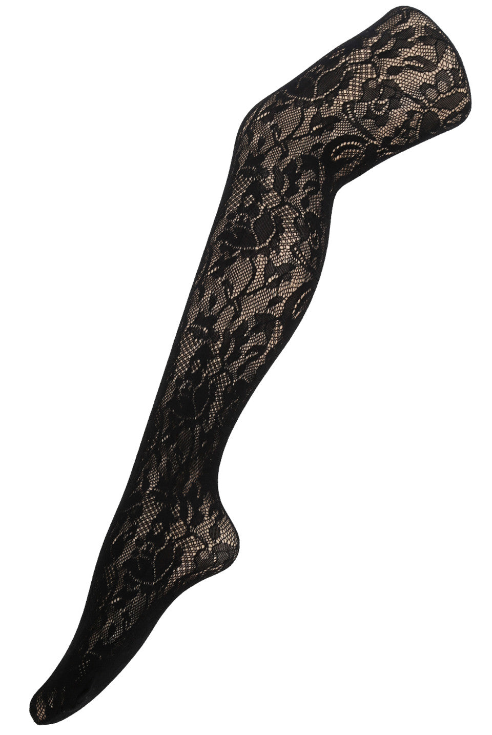 Black Floral Lace Tights
