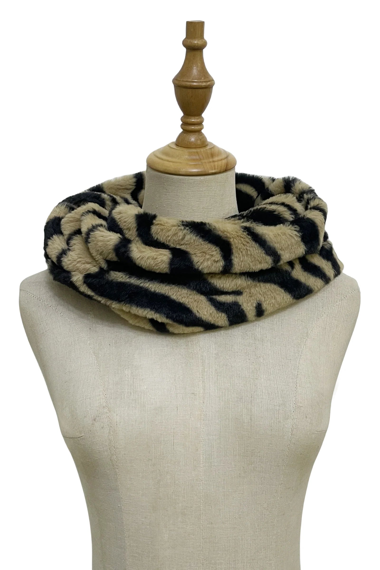 Zebra Print Faux Fur Twist Snood