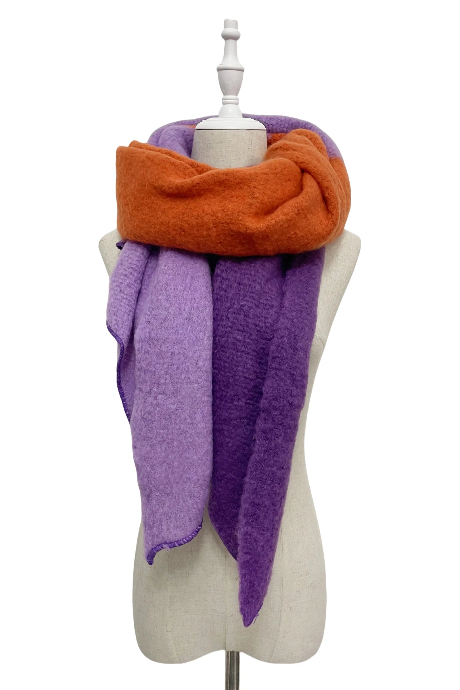Orange and Purple Stripe Colour Diagonal Edge Wool Scarf