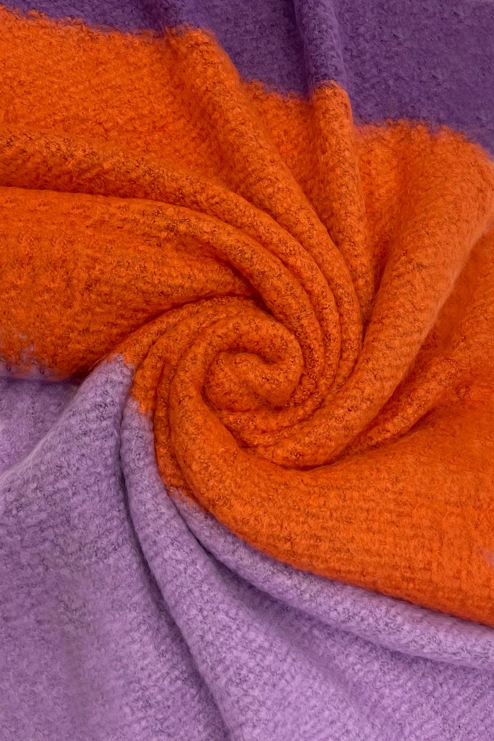 Orange and Purple Stripe Colour Diagonal Edge Wool Scarf