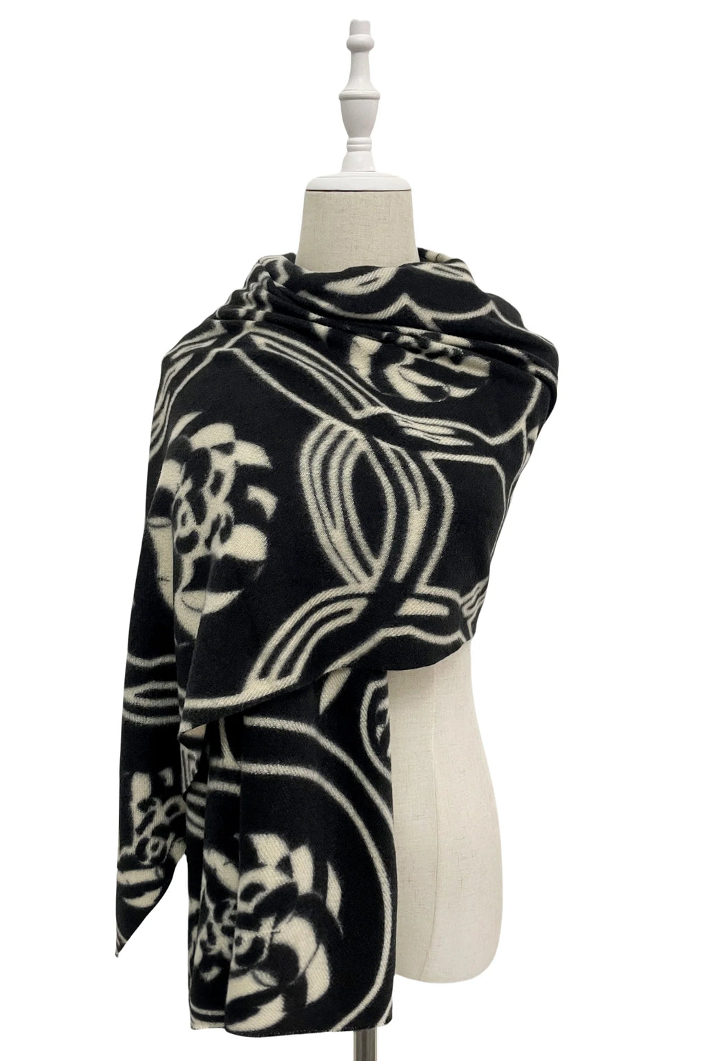 Black Printed Swirl Scarf