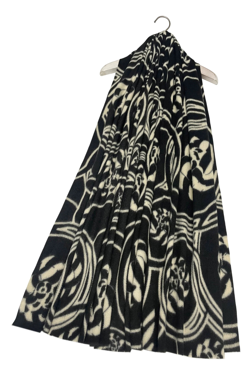 Black Printed Swirl Scarf