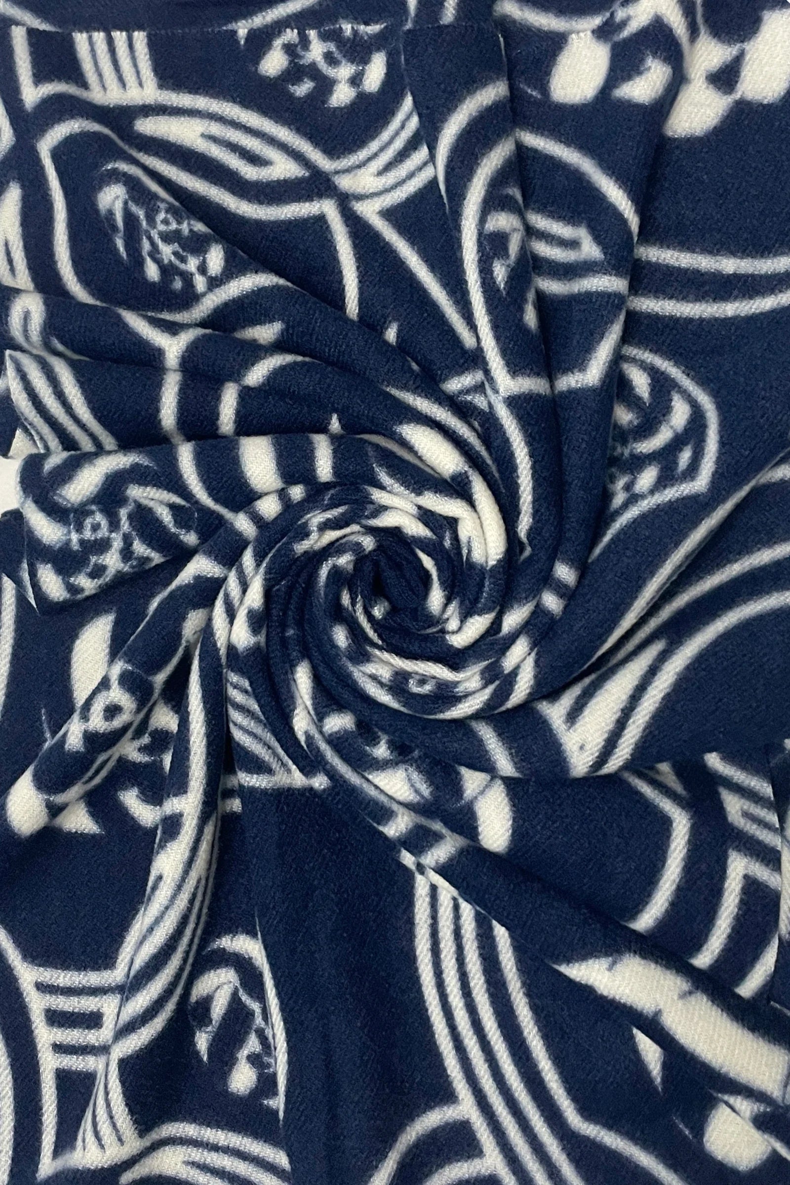 Navy Printed Swirl Scarf