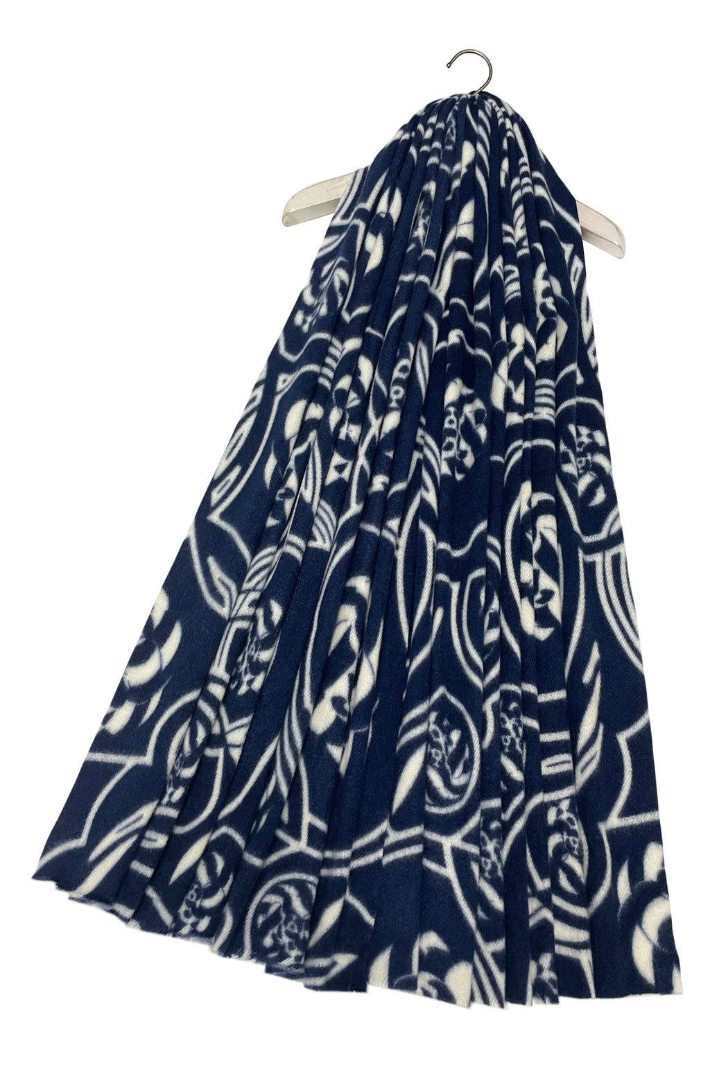 Navy Printed Swirl Scarf
