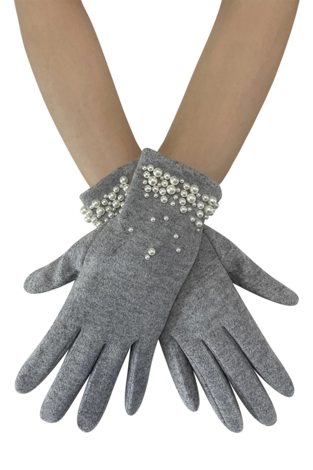 Grey Pearl Edge Touch Screen Gloves