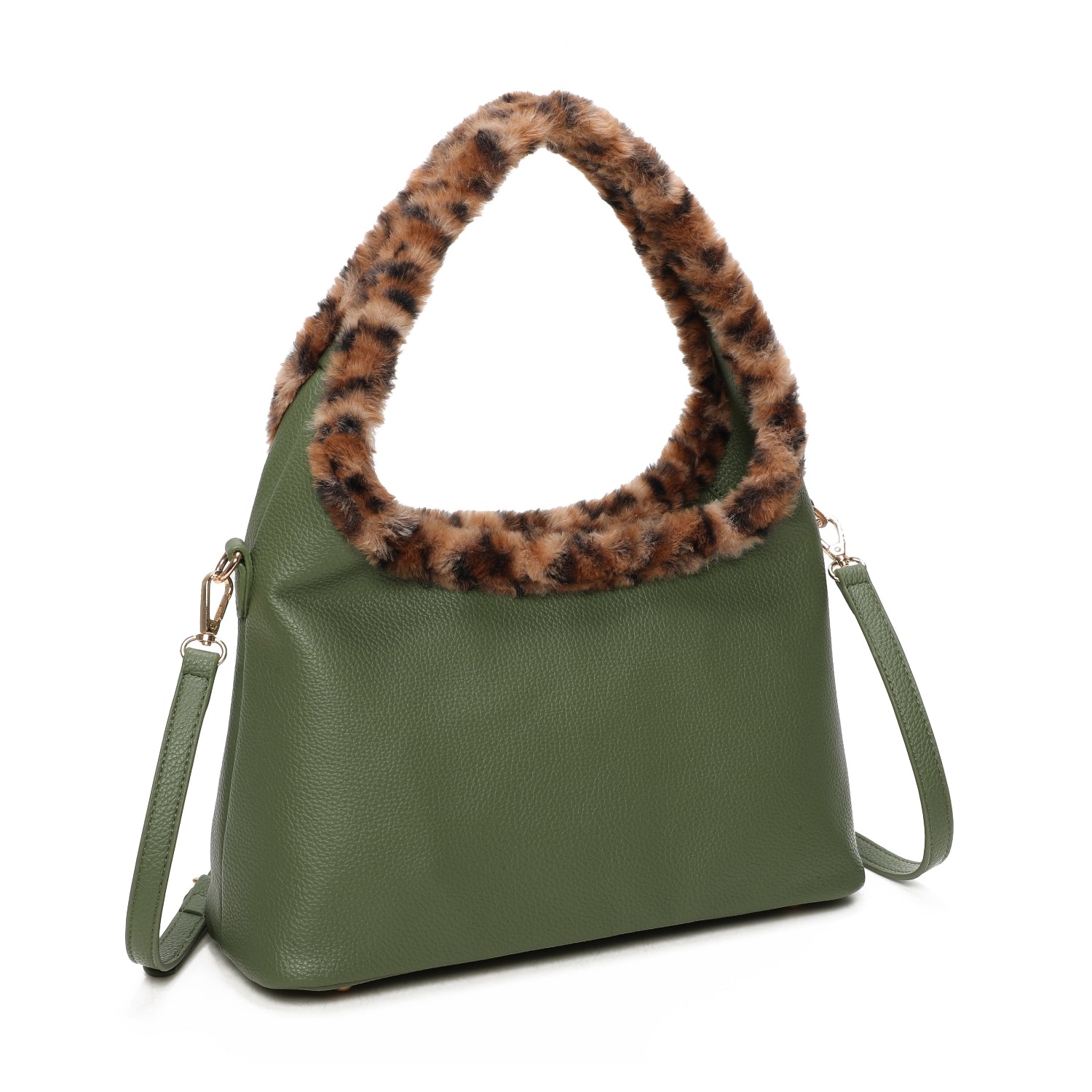 Leopard Print Faux Fur Handle Shoulder Bag Choose From 5 Colours