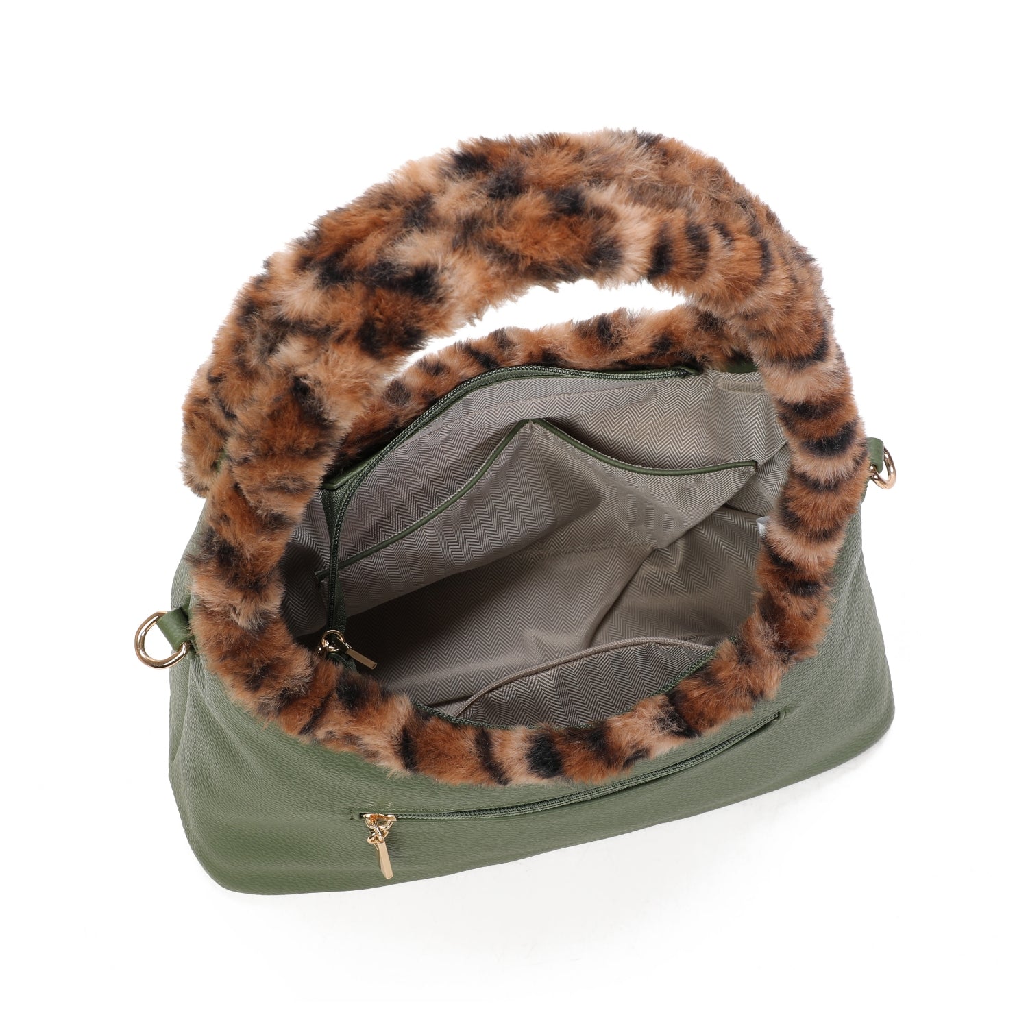 Leopard Print Faux Fur Handle Shoulder Bag Choose From 5 Colours