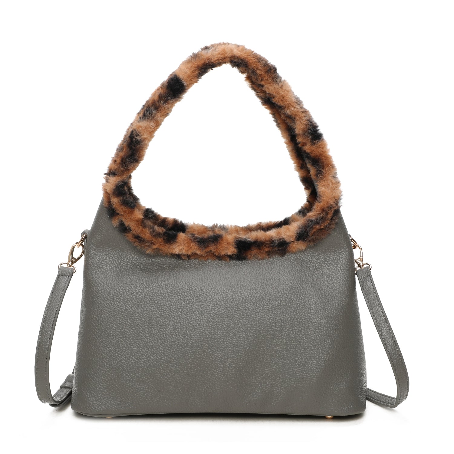 Leopard Print Faux Fur Handle Shoulder Bag Choose From 5 Colours