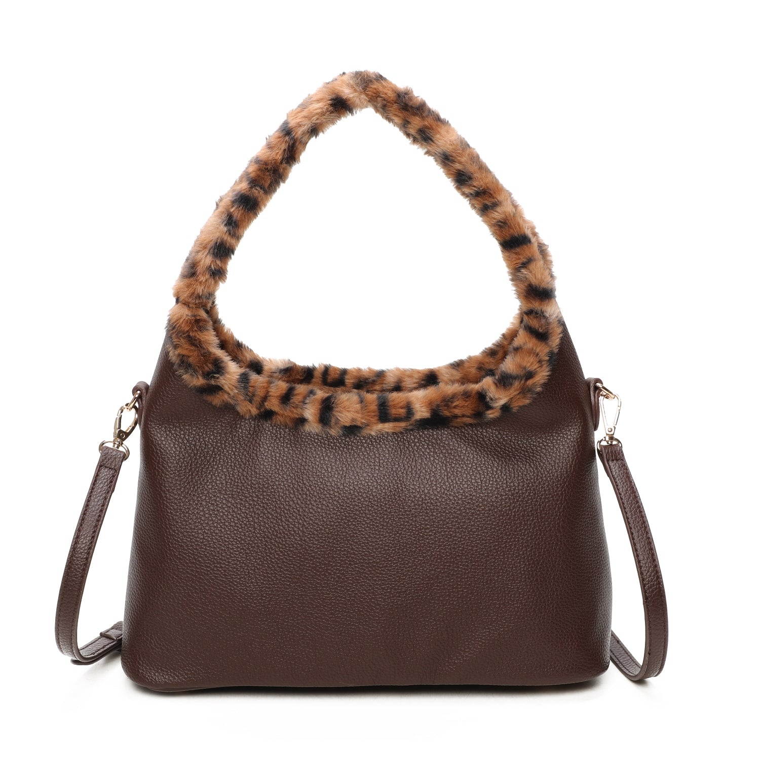Leopard Print Faux Fur Handle Shoulder Bag Choose From 5 Colours