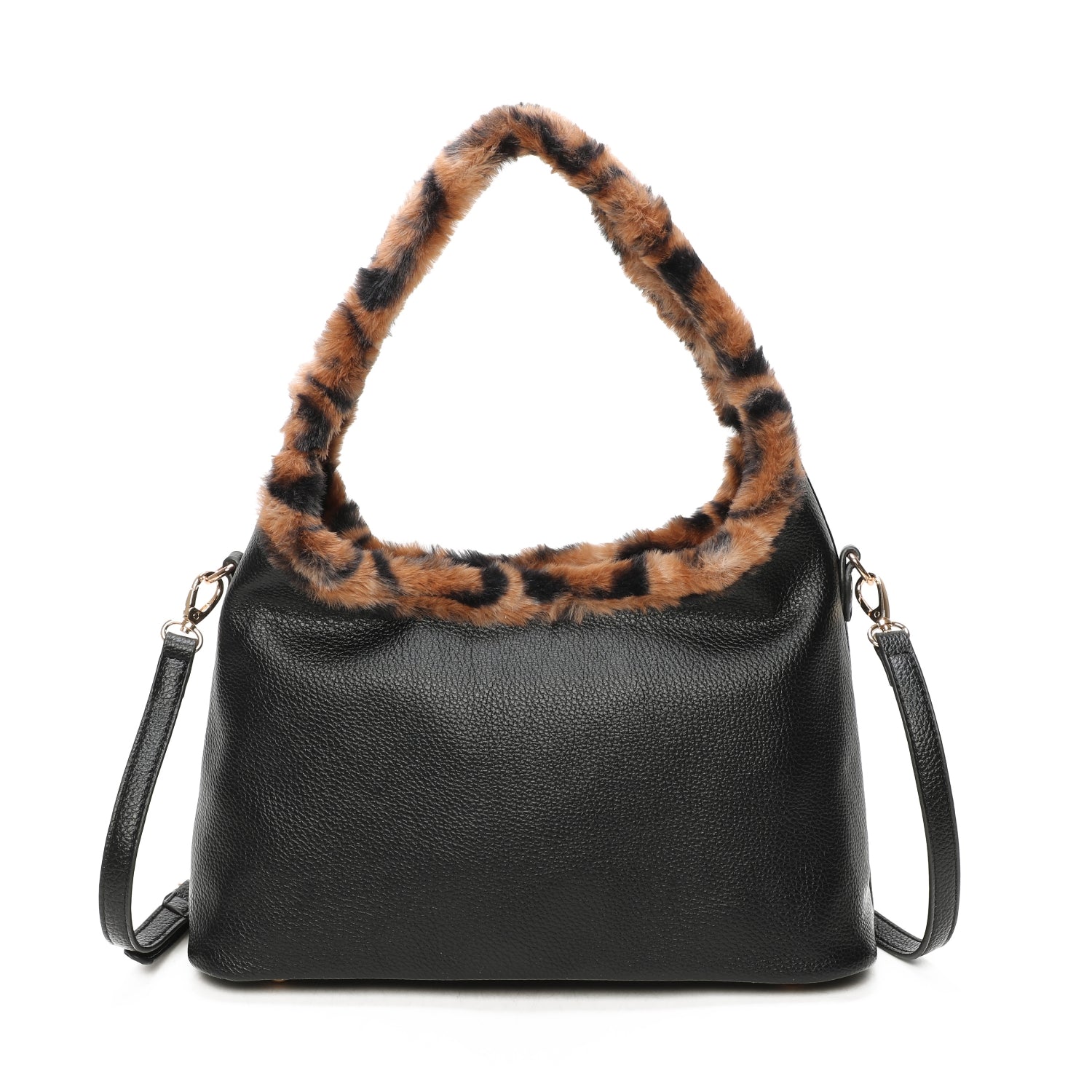 Leopard Print Faux Fur Handle Shoulder Bag Choose From 5 Colours