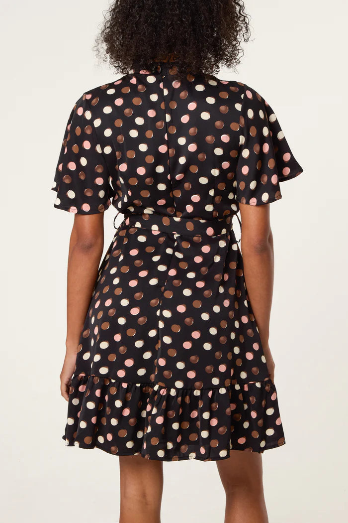 Polka Dot High Neck Midi Dress