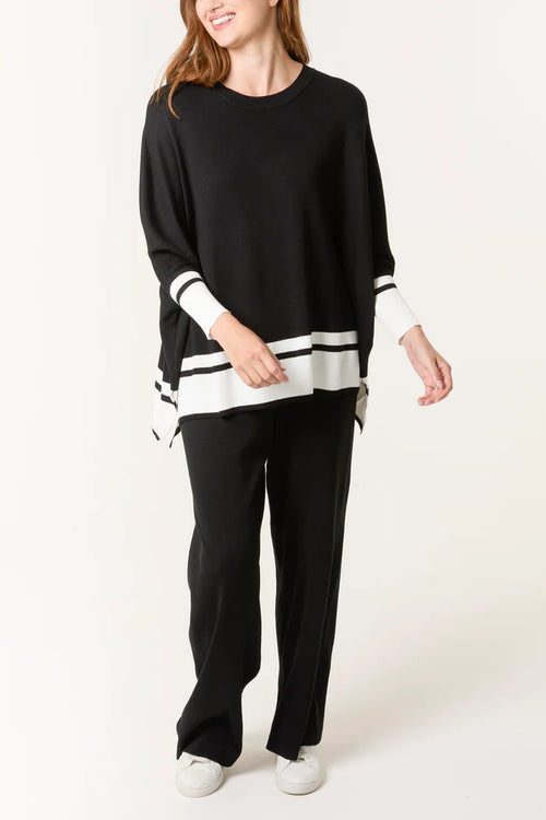 Black and White Border Edge Co Ord Knitted Set