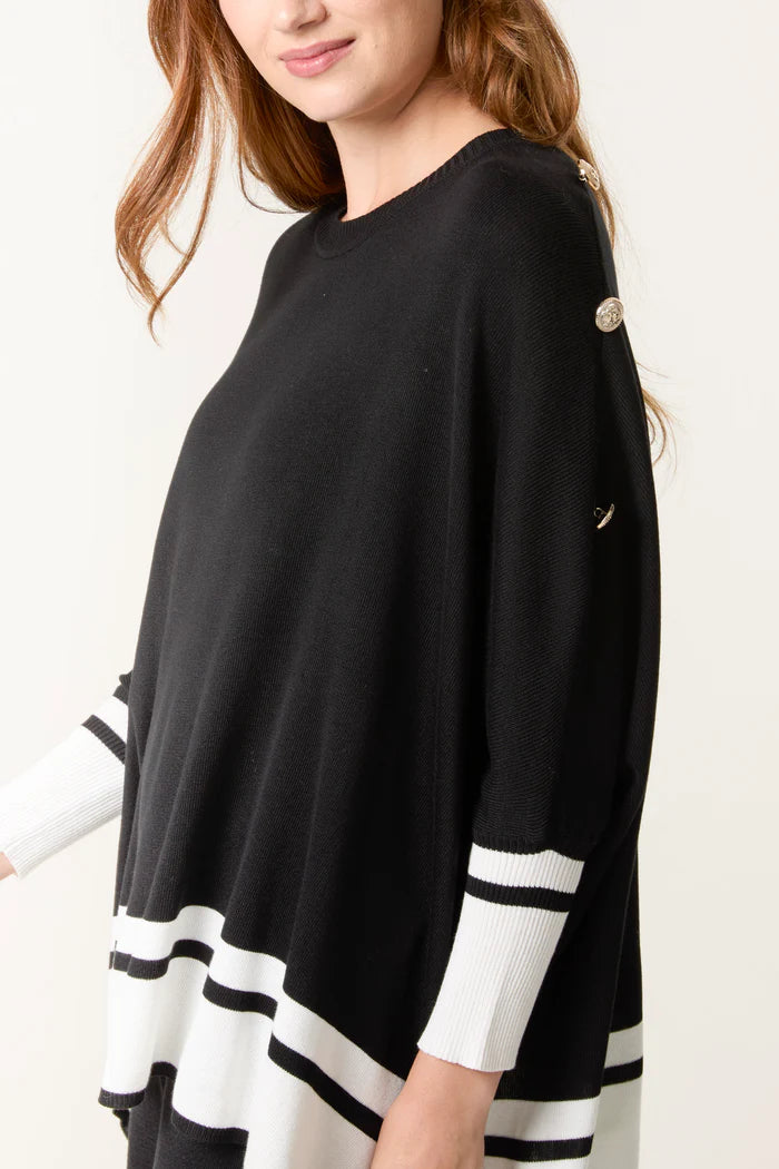 Black and White Border Edge Co Ord Knitted Set