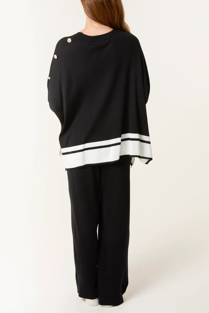 Black and White Border Edge Co Ord Knitted Set
