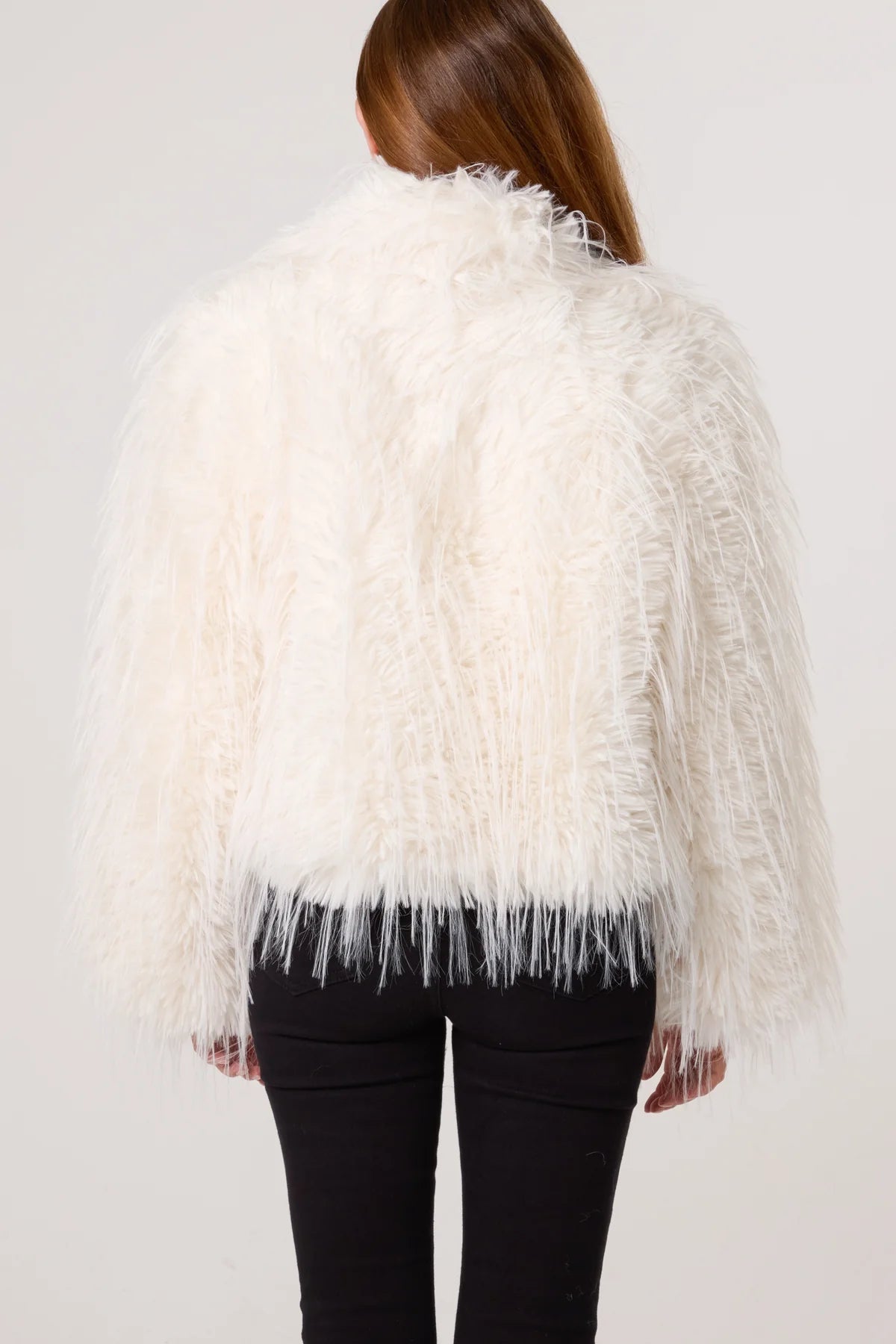 Ivory Shaggy Faux Fur Jacket