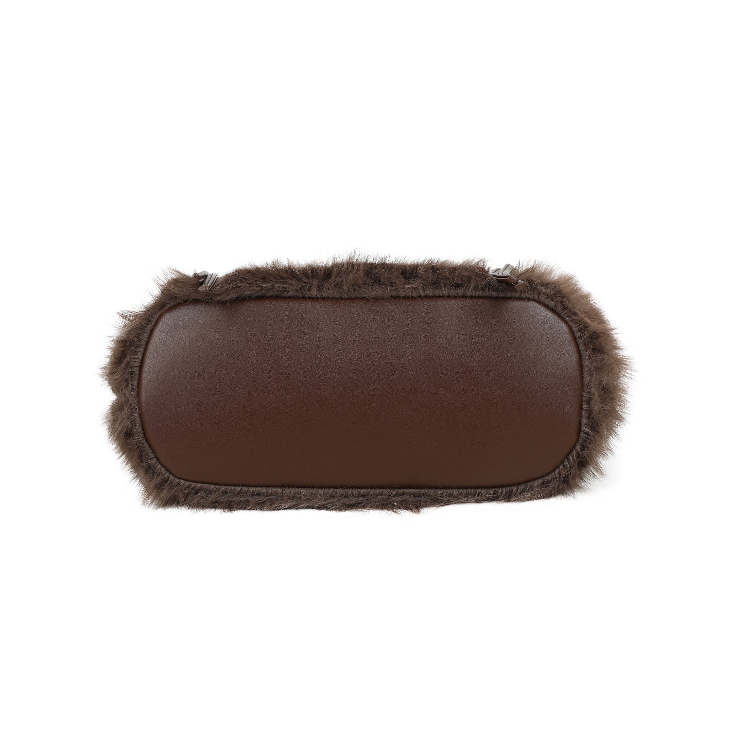 Coffee Faux Fur Scrunch Handle Hand Bag
