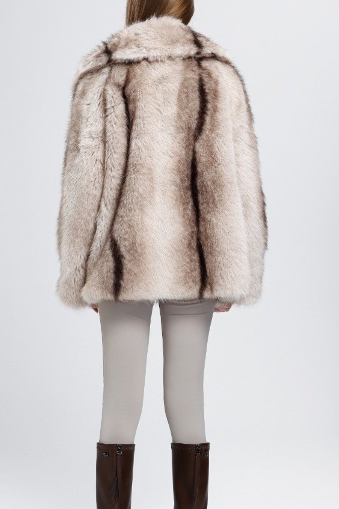 Natural Chunky Lapel Faux Fur Jacket