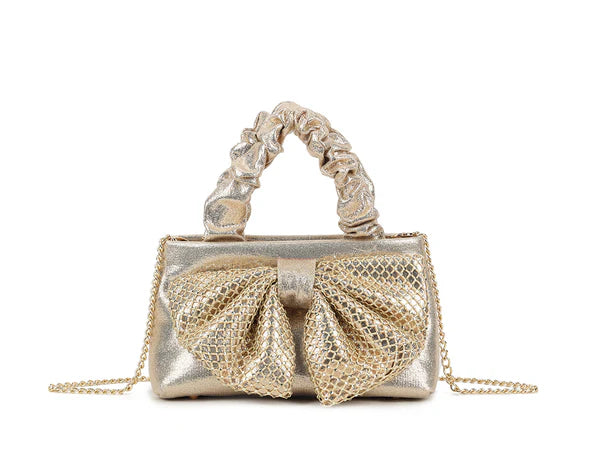 Satin Diamante Bow Bag Choose From 6 Colours