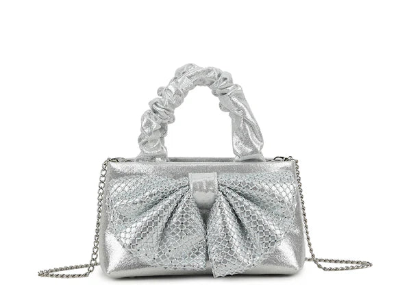 Satin Diamante Bow Bag Choose From 6 Colours