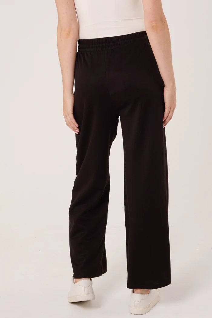 Black Pintuck Wide Leg Jogger Trousers