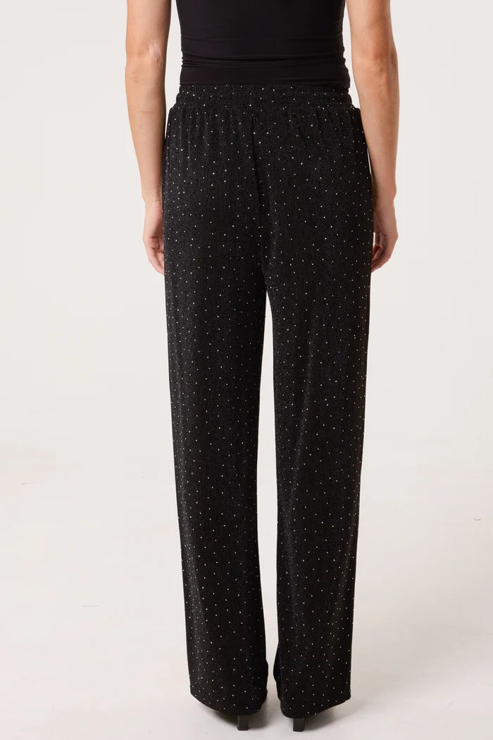 Black Rhinestone And Sparkle Drawstring Trousers