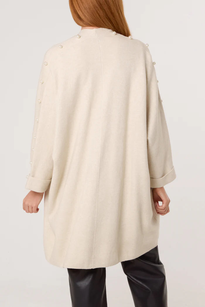 Stone Pearl Sleeve Midi Cardigan