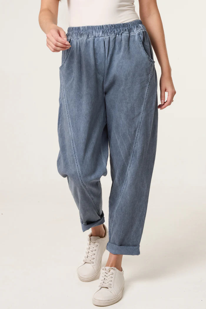 Dark Denim Washed Relaxed Fit Magic Trousers