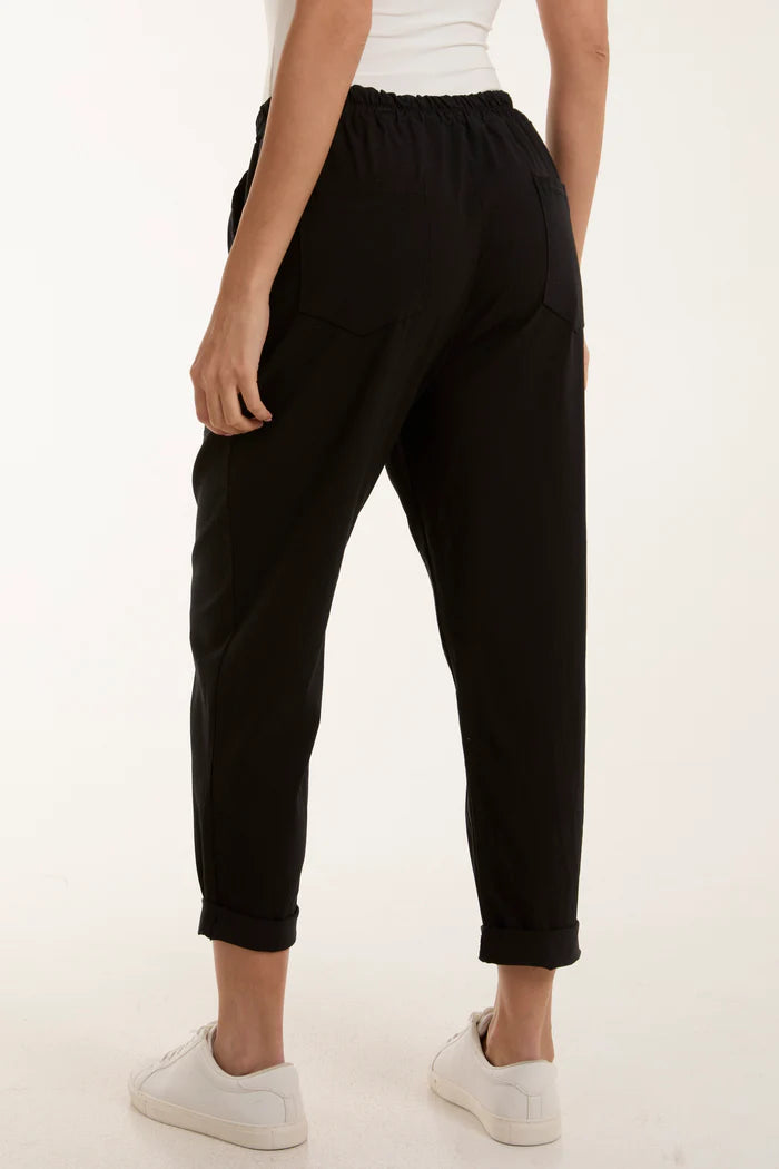 Black Washed Relaxed Fit Magic Trousers