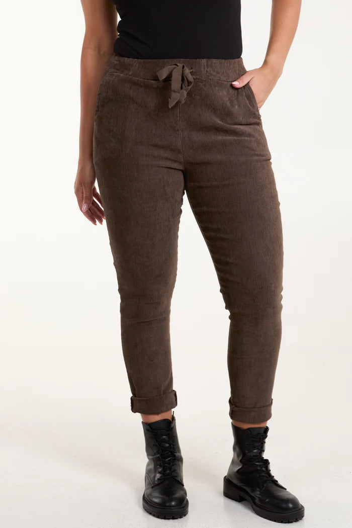 Brown Corduroy Magic Drawstring Trousers