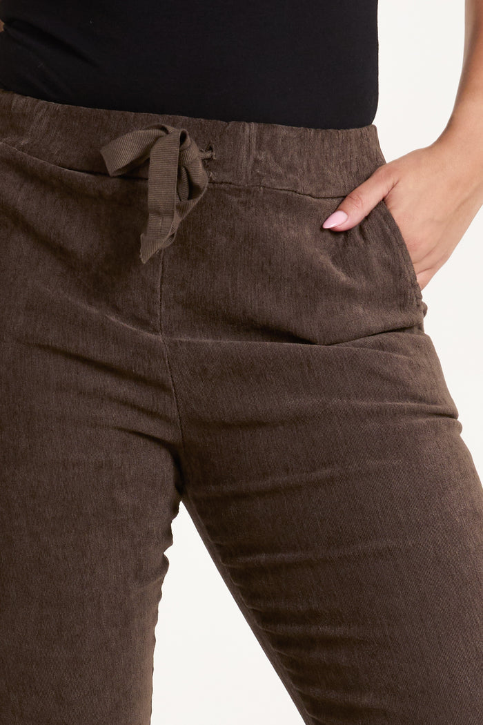 Brown Corduroy Magic Drawstring Trousers
