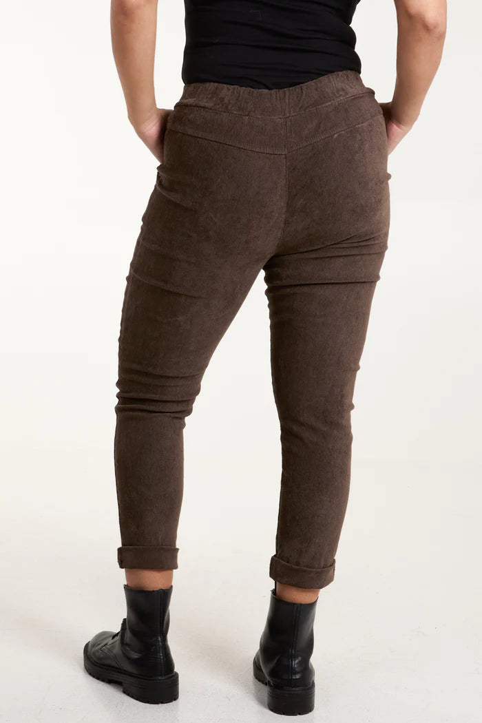 Brown Corduroy Magic Drawstring Trousers