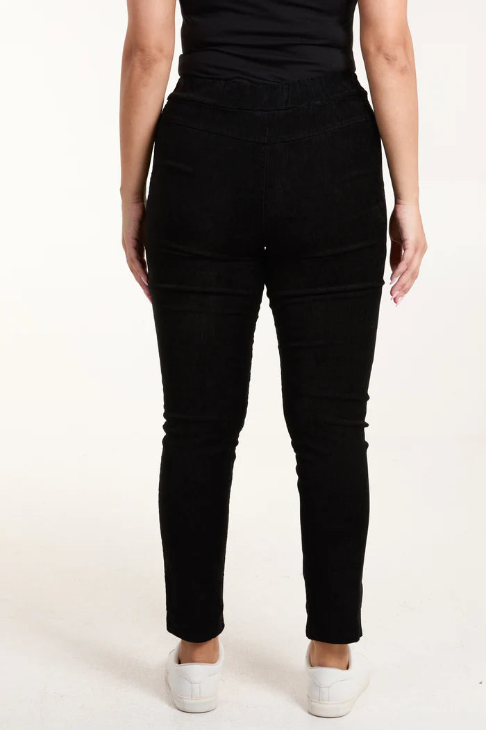Black Corduroy Magic Drawstring Trousers