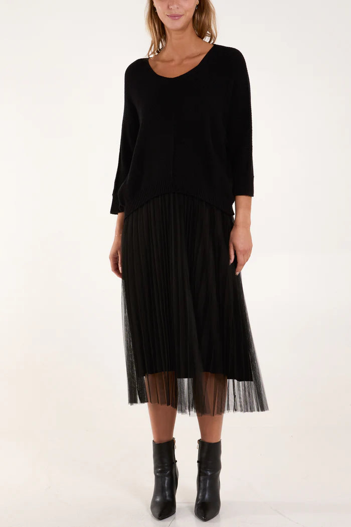 Black Tulle Dress and Textured Jumper Set