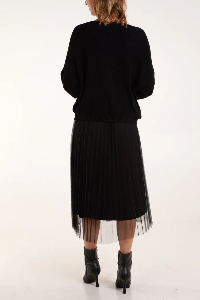 Black Tulle Dress and Textured Jumper Set