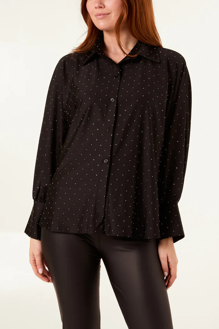 Black Diamante Stretch Shirt