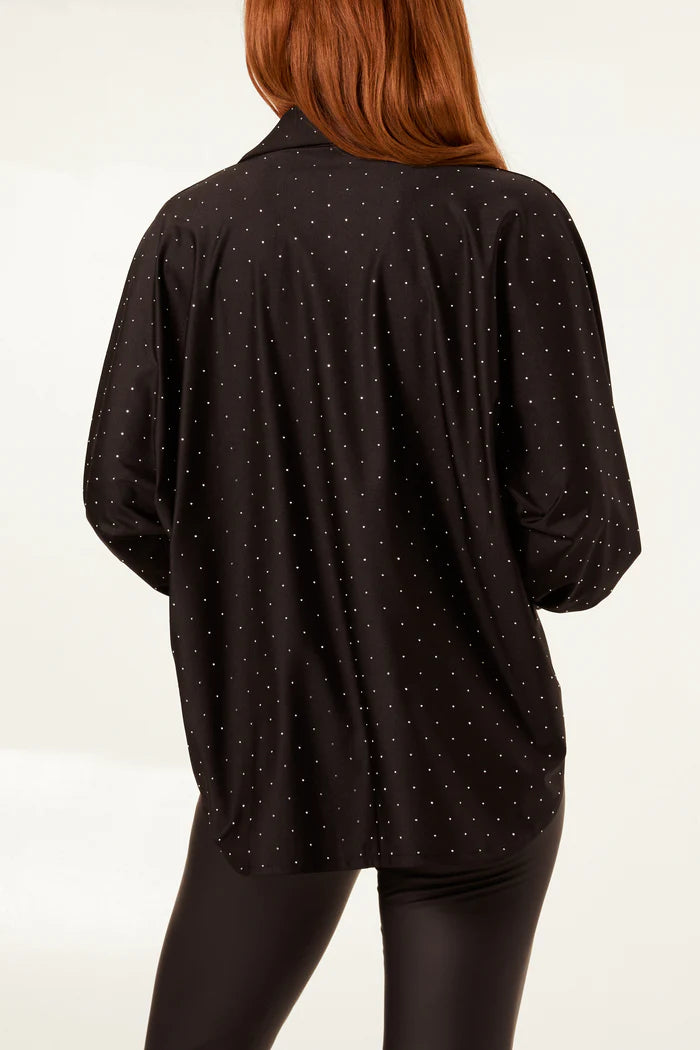 Black Diamante Stretch Shirt