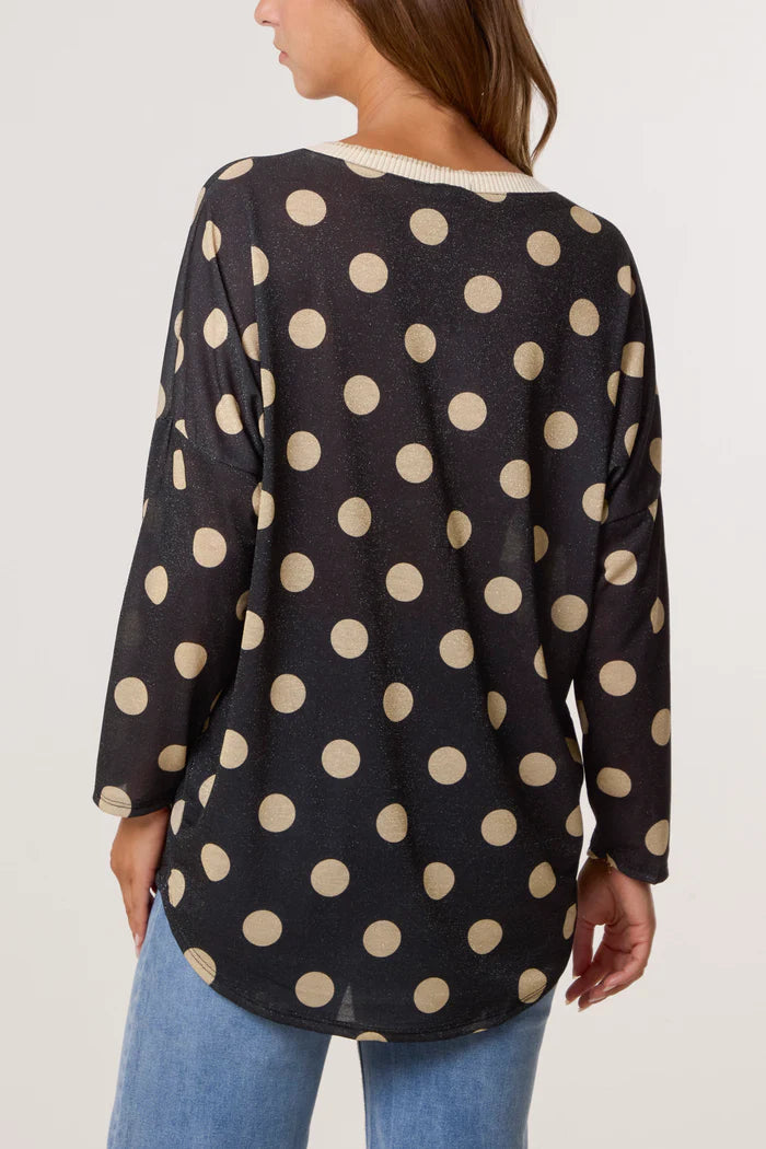 Black Gold Polka Dot Fine Knit Jumper