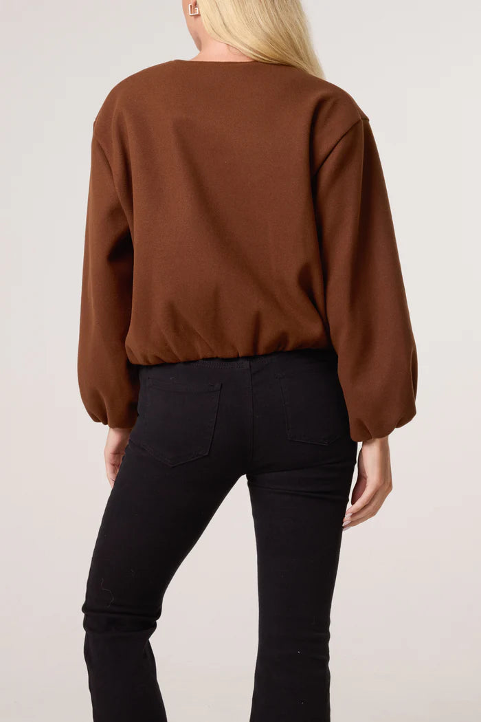 Chocolate Soft Touch Zip Up Jacket