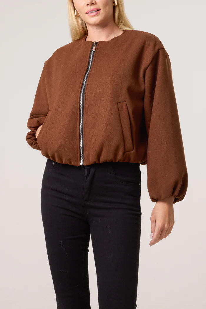 Chocolate Soft Touch Zip Up Jacket