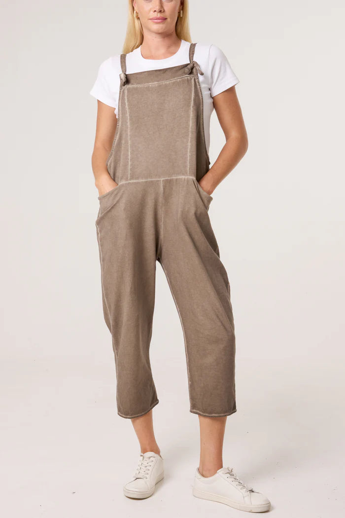 Mocha Stone Wash Dungarees